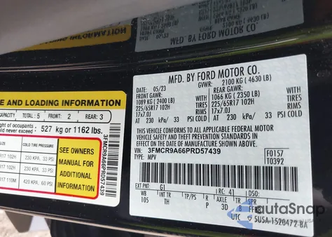 2023 Ford Bronco Sport из США, поврежденный, VIN 3FMCR9A66PRD57439